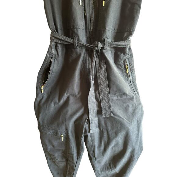 Anthropologie Black & Gold Utility Jumpsuit, Belted, Relaxed Fit, Women’s small - Picture 12 of 13